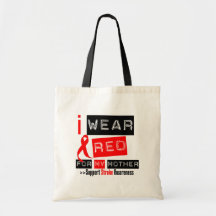 Stroke Awareness I Wear Red Ribbon For My Mother Bag