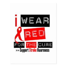 Stroke Awareness I Wear Red Ribbon For The Cure Postcards