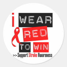 Stroke Awareness I Wear Red Ribbon To Win Sticker