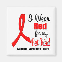 Stroke Awareness - Red Ribbon (Best Friend) Refrigerator Magnets