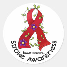 Stroke FLOWER RIBBON 1 Round Stickers