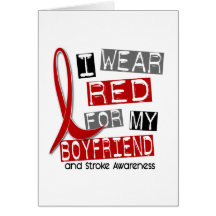 Stroke I WEAR RED FOR MY BOYFRIEND 45 Greeting Card