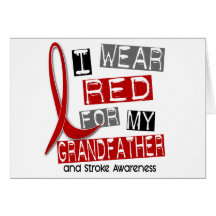 Stroke I WEAR RED FOR MY GRANDFATHER 37 Greeting Cards
