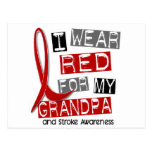 Stroke I WEAR RED FOR MY GRANDPA 37 Postcard