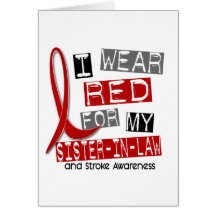 Stroke I WEAR RED FOR MY SISTER-IN-LAW 37 Greeting Cards