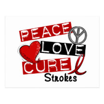Stroke PEACE LOVE CURE 1 Post Cards