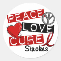 Stroke PEACE LOVE CURE 1 Round Sticker