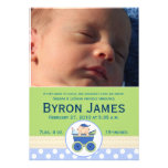 Stroller Baby Boy Custom Photo Birth Card Custom Invites
