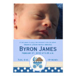 Stroller Baby Boy Custom Photo Birth Card Custom Invites