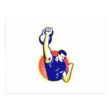 Strongman Lifting Kettlebell Weight Retro Post Cards