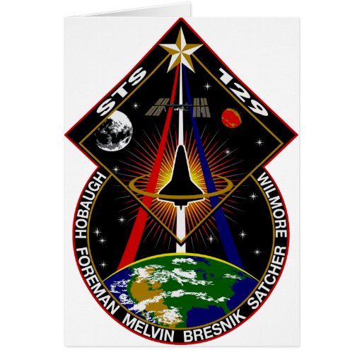 STS 129 Flight Patch Greeting Cards