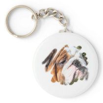 Stubborn Bulldog Photo Keychain