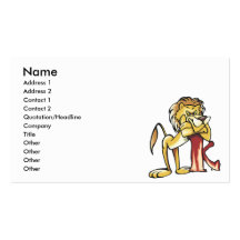 stubborn lion leaning on a stump business card template