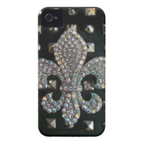 Studded fleur de lis print case iphone 4 case-mate cases