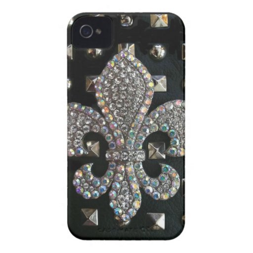 Studded fleur de lis print case iPhone 4 Case-Mate cases