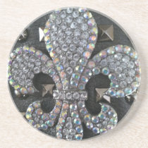Studded Fleur de lis print Coaster