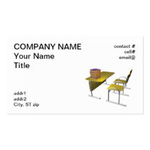 student desk with books business card template