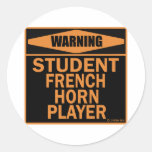 Student French Horn Player Round Sticker