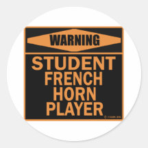 Student French Horn Player Round Sticker