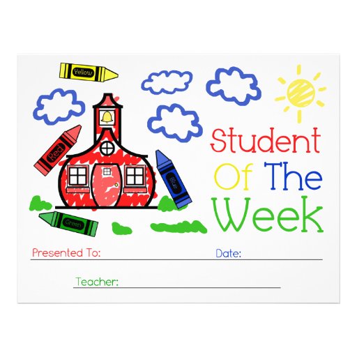 Student of The Week Award - Schoolhouse & Crayons ... Student of The Week Award - Schoolhouse & Crayons ...
