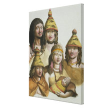 Studies of native Americans (colour litho) Stretched Canvas Prints