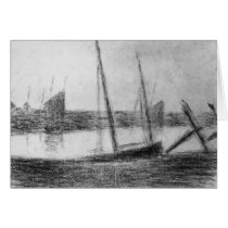 Study of boat and anchor by Georges Seurat Greeting Cards