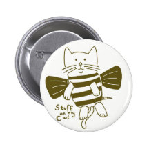 stuff on my cat - bee pinback buttons