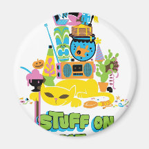 Stuff on my Cat - cartoon stack Refrigerator Magnets