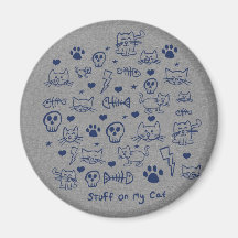 stuff on my cat - doodle fridge magnet