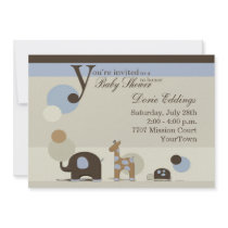 Stuffed Animal Baby Boy Shower Invitation