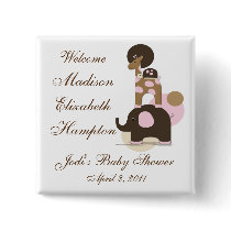 Stuffed Animals in Pink Personalized Button