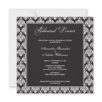 Stunning Damask Rehearsal Dinner Invite (black)