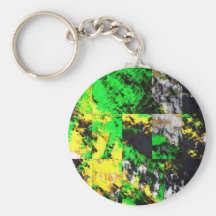 Stunning Green Yellow Abstract Fine Artwork Keychain