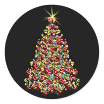 Stunning Holiday Tree Christmas Envelope Seals Round Stickers