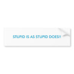 STUPID IS AS STUPID DOES!! BUMPER STICKERS