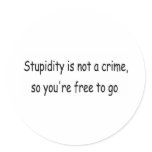 Stupidity is not a crime sticker