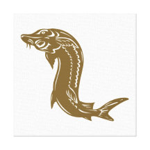 Sturgeon Fish Retro Gallery Wrap Canvas