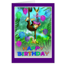 Style 002 de jungle de joyeux anniversaire cartes de vœux