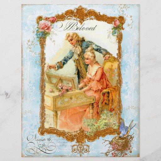Style vintage français de couples romantiques tract