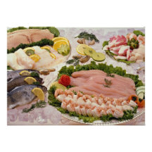 Styled platters of fish on a bed of ice custom invites