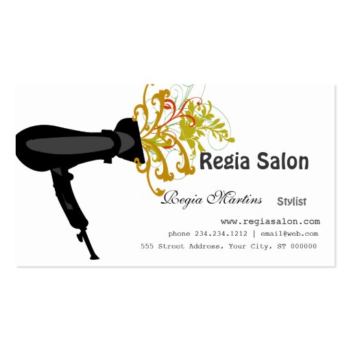 Styling Salon Hair Dryer  Beauticians Business Cards