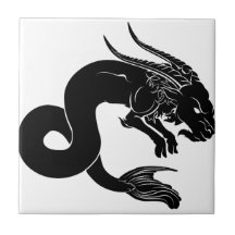 Stylised sea goat illustration tiles