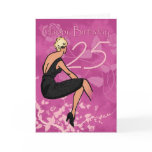 Stylish 25th Birthday Card - Modern Female In Blac