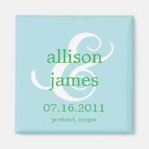 Stylish Ampersand Save The Date Magnet (Blue)