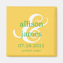 Stylish Ampersand Save The Date Magnet (Mustard)