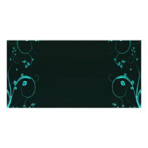 Stylish aqua swirls wedding gift photo card