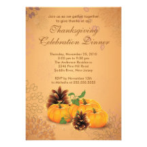 Stylish Autumn Pumpkin Thanksgiving Invitation