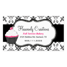 Stylish Black and White Damask Business Card