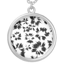 Stylish Black and White Floral Pattern. Necklaces