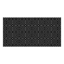 Stylish, black and white spiral design. photo card template